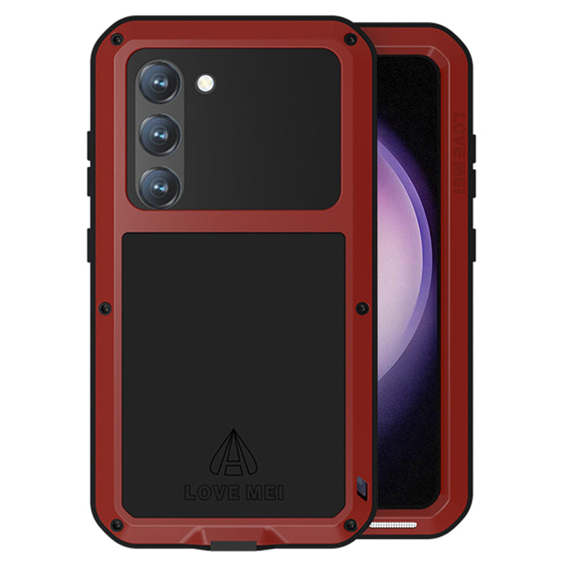 LOVE MEI For Samsung Galaxy S23 Shockproof Anti-drop Phone Case Silicone Metal Cover with Tempered Glass Film LOVE MEI For Samsung Galaxy S23 Shockproof Anti-drop Phone Case Silicone Metal Cover with Tempered Glass Film